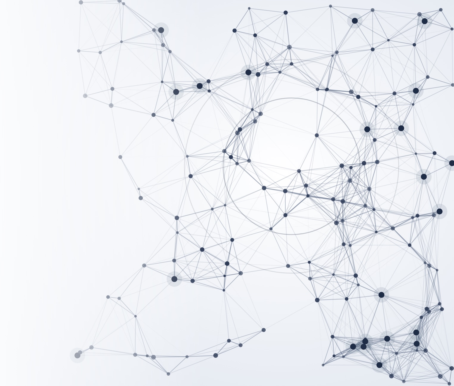 Abstract network of connected nodes representing intelligence across the lending platform